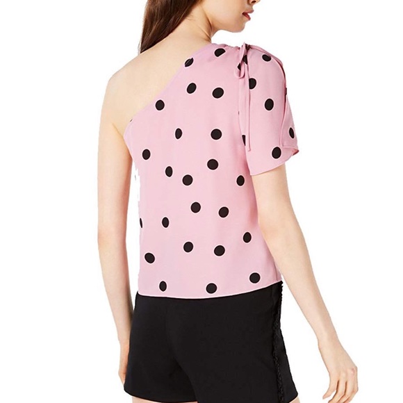 NWT Bar III Pink Midnight Dot One Shoulder Blouse - Picture 2 of 9